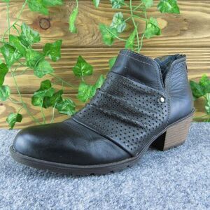 Earth Origins Oakland Amanda Slouch Women Ankle Boots Black Leather Zip Size 8.5